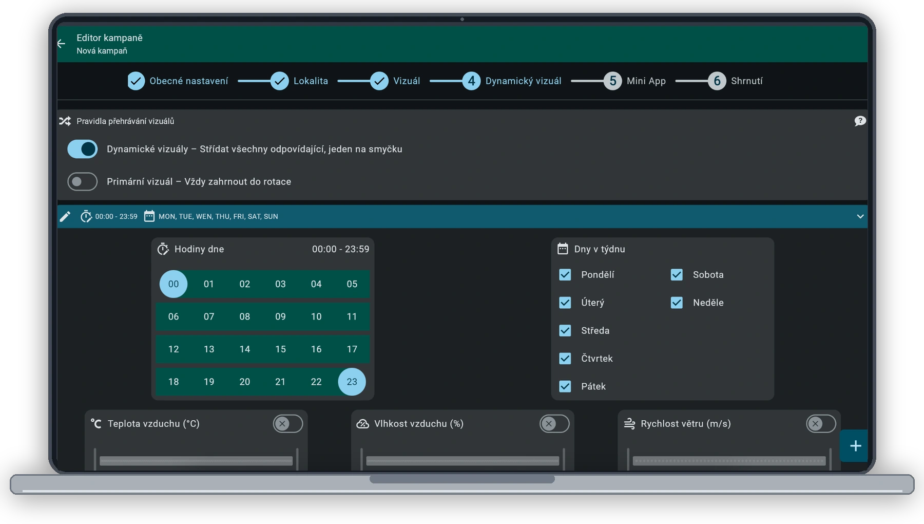 ScreenSoft – editor dynamických kampaní na notebooku