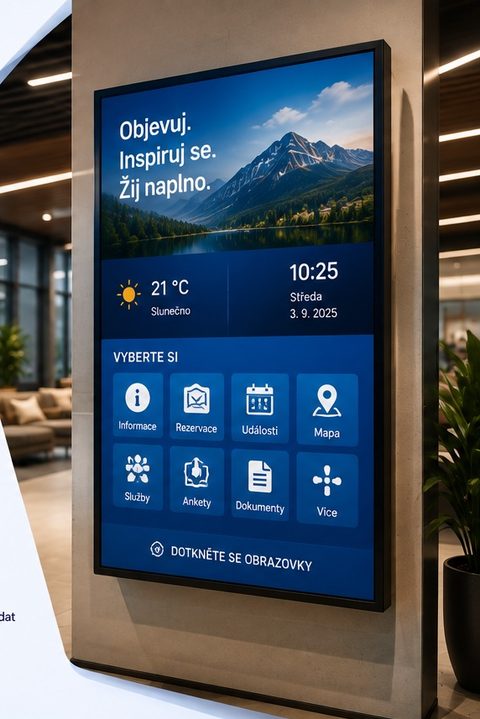 Dotyková obrazovka s menu aplikací ScreenSoft